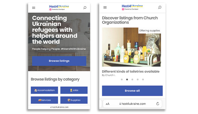 New cooperation platform Host4Ukraine now features Christian organisations on the landing page