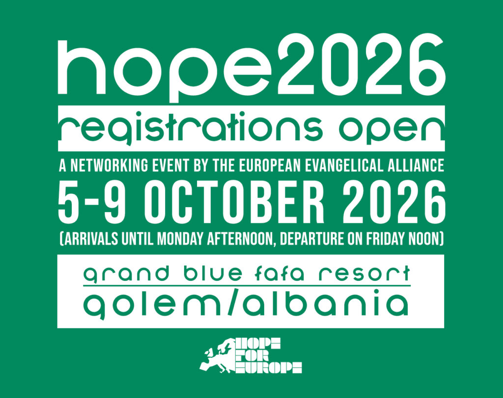 The countdown has begun. Registration is now officially open for HOPE 2026, the European Evangelical Alliance's major gathering of evangelical leaders from across the continent, taking place in Golem, Albania, from 5–9 October 2026 under the theme 
